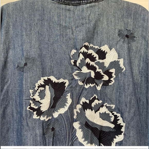 Gap Floral Embroidered Denim  open Kimono - Picture 5 of 11